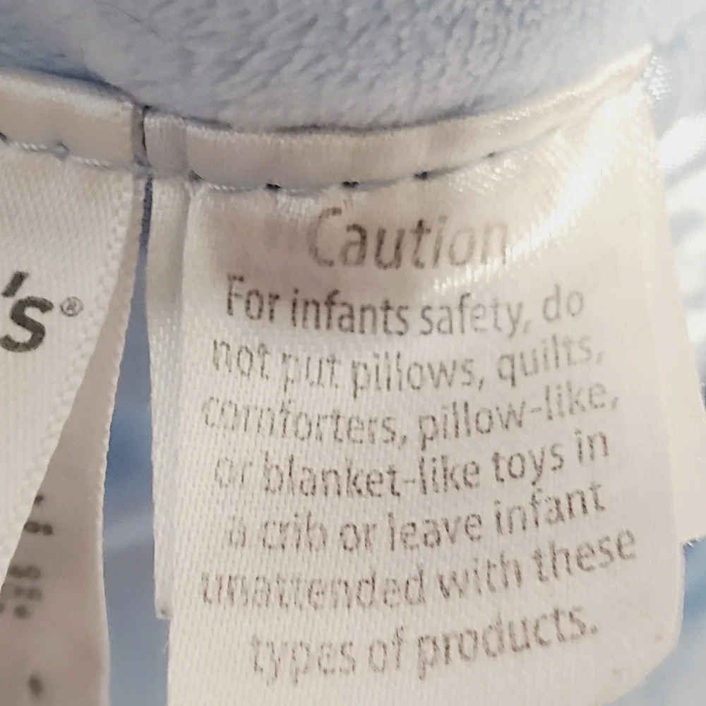 Carters Baby Blue Elephant Lovey Rattle Security Blanket Stripe Navy Plush Satin